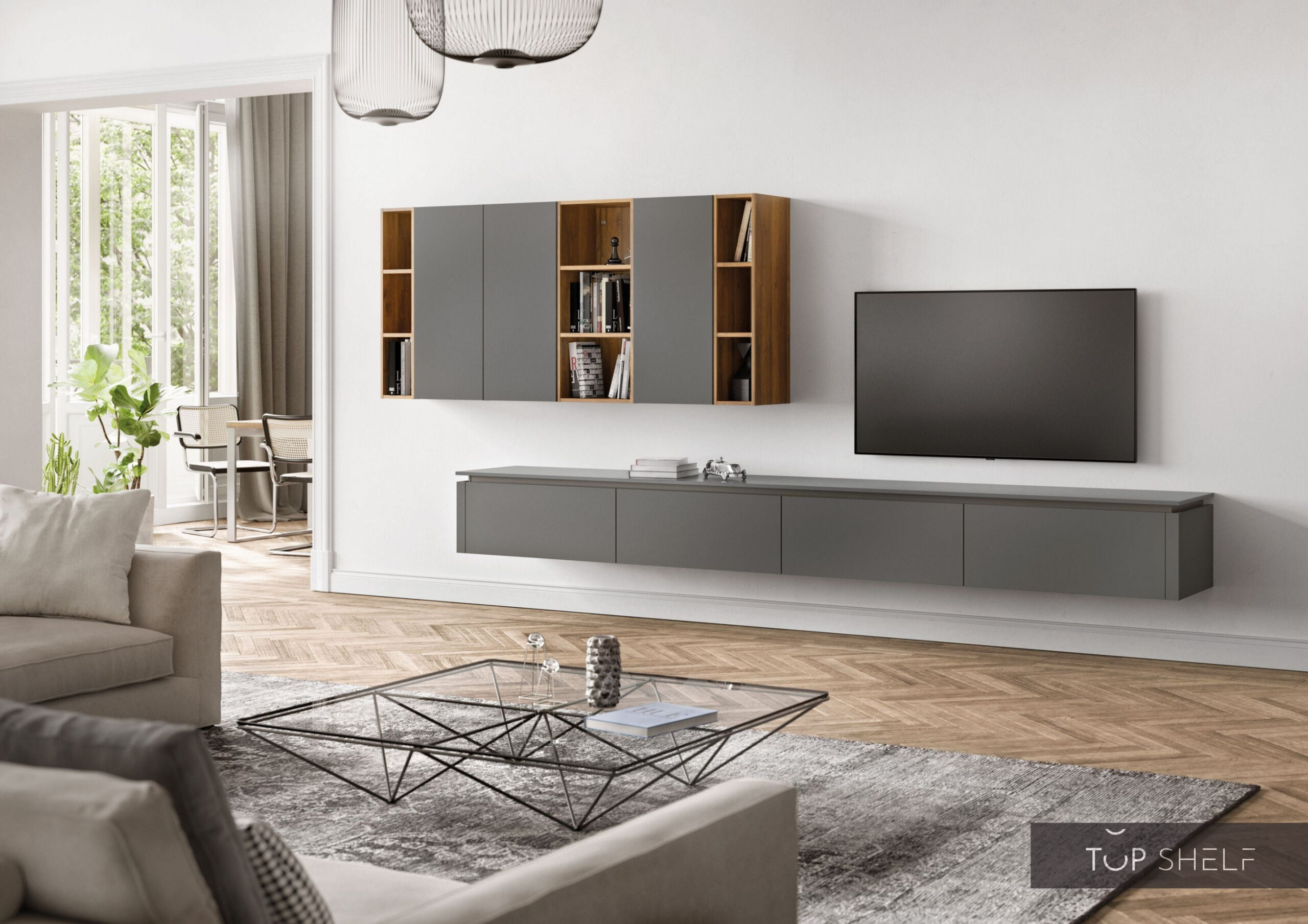 nobilia wall unit lowboards living room set  cm Touch  slate